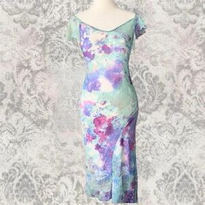 Blue Purple Y2K 2000s Fairy Sequin Ruffle Women’s Small Summer Spring Dress